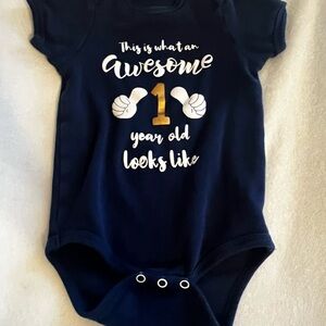 Navy Blue 'Awesome 1 Year Old' Kids One Piece